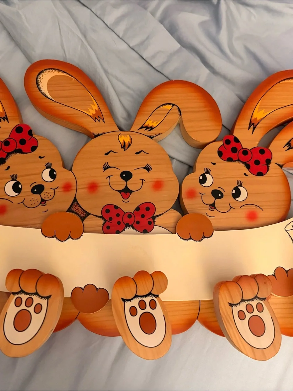Vintage Italian Wooden Bunny Wall Hook Rack